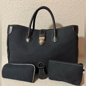 DOONEY & BOURKE Black Logo Canvas Double Handle Tote bag/Crossbody Set